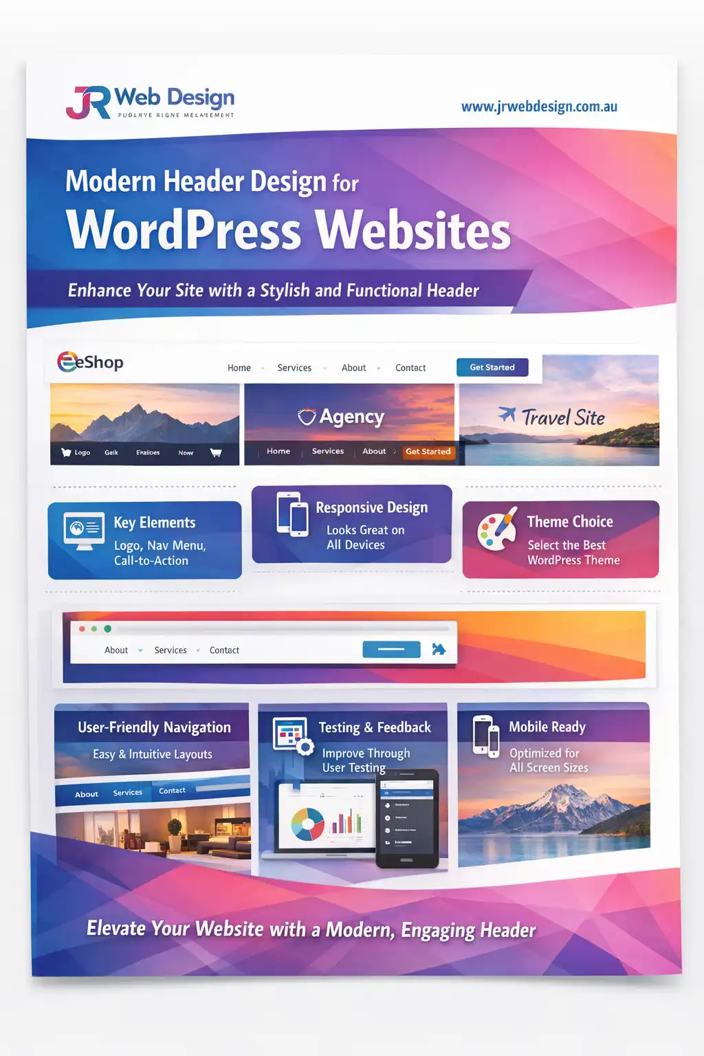 Modern Header Design for WordPress Websites guide cover